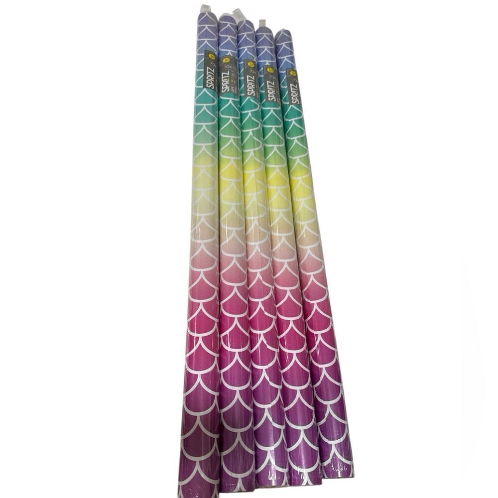 Spritz Bundle of 5 Vibrant Mermaid Scale Party Straws NIP